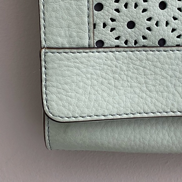 Kate Spade Mint Green Leather Perforated Flap Shoulder Bag - Picture 7 of 14